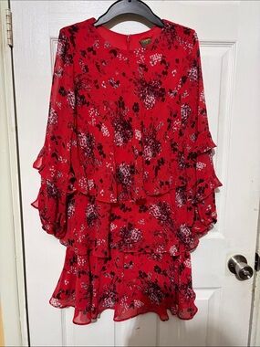 Taylor Red Floral Midi Dress